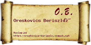 Oreskovics Beriszló névjegykártya